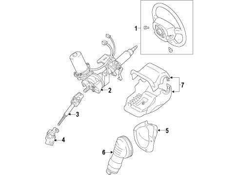 2014 Toyota Yaris Steering Column & Wheel, Steering Gear & Linkage Steering Wheel Diagram for 45100-52490-C1
