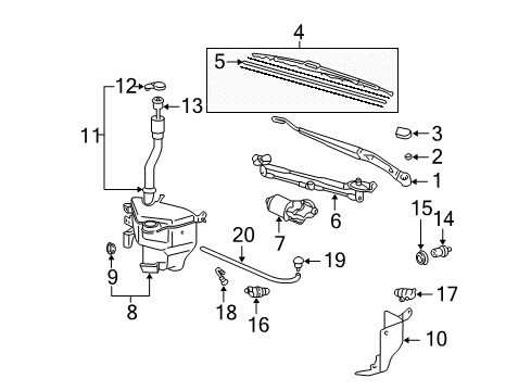 2005 Toyota 4Runner Wiper & Washer Components Nozzle Diagram for 85381-35090