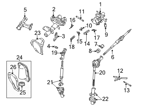 1996 Toyota Tacoma Steering Column Assembly Shaft Assembly, Steering Diagram for 45860-35310