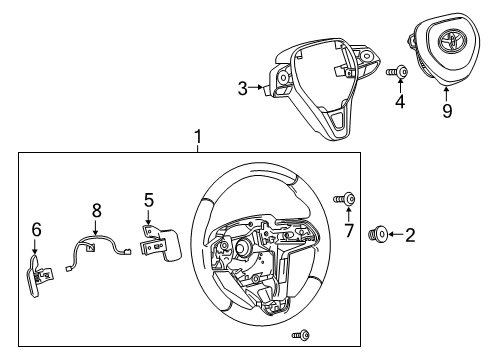 2022 Toyota Corolla Steering Wheel & Trim Steering Wheel Diagram for 45100-0R200-C0