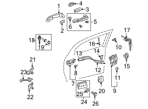 2007 Scion tC Keyless Entry Components Lock Assembly Diagram for 69030-33261