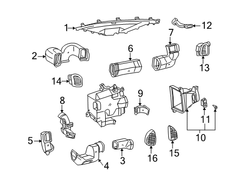 2004 Toyota Tundra Blower Motor & Fan Duct Diagram for 55835-0C020