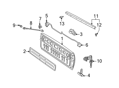 2006 Toyota Tundra Tail Gate Lock Assembly Diagram for 65780-0C030