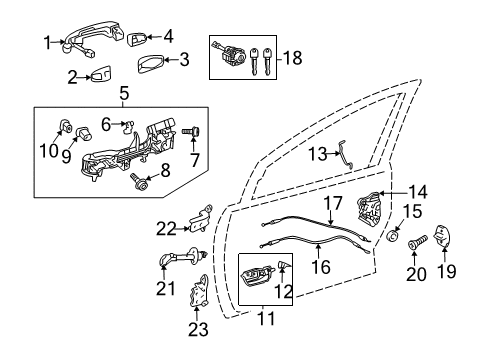 2016 Toyota Prius C Front Door Handle, Outside Diagram for 69211-06090-A0