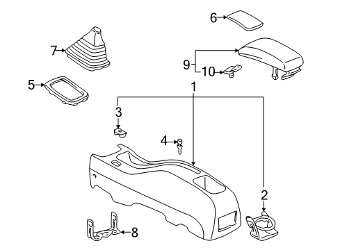 2002 Toyota Corolla Console Cup Holder Cushion Diagram for 90080-54025