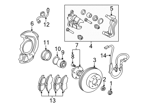 2002 Toyota Sienna Brake Components Splash Shield Diagram for 47782-08010
