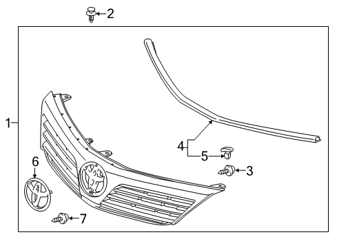 2014 Toyota Camry Grille & Components Grille Assembly Diagram for 53101-06350