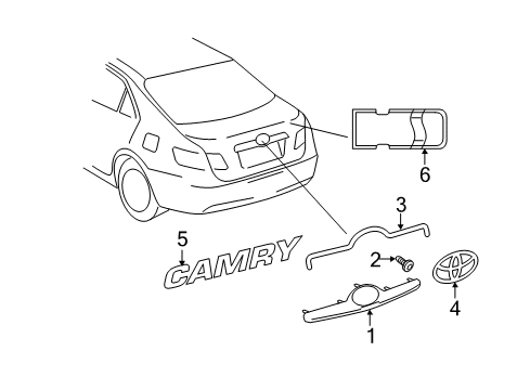 2008 Toyota Camry Exterior Trim - Trunk Lid License Molding Diagram for 76811-33130-G0