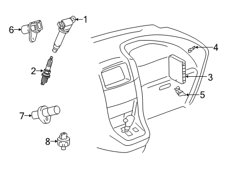2001 Lexus RX300 Ignition System Coil Assembly Diagram for 90919-02234