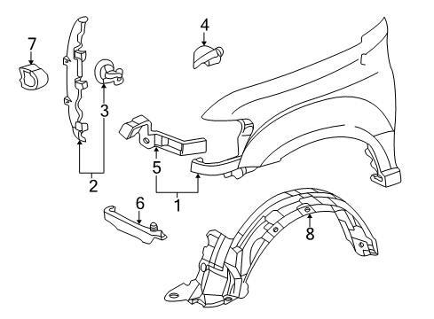 2007 Toyota Sequoia Fender & Components Fender Assembly Diagram for 53801-0C100