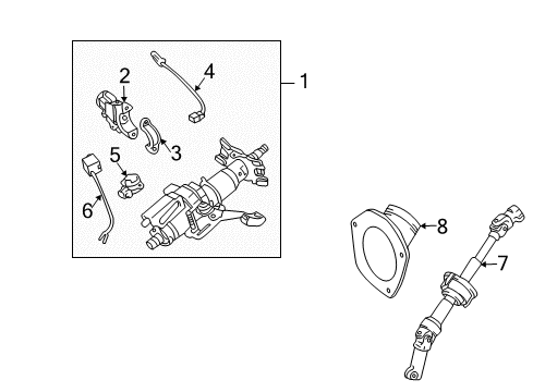 2006 Toyota Sienna Steering Column, Steering Wheel & Trim Intermed Shaft Diagram for 45220-08042
