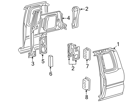 2001 Toyota Tacoma Side Panel & Components Inner Reinforcement Diagram for 61504-04030