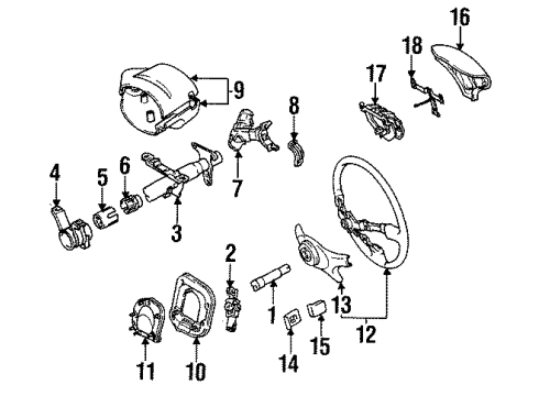 1993 Toyota Paseo Steering Column & Wheel, Steering Gear & Linkage Steering Wheel Diagram for 45100-16350-C0