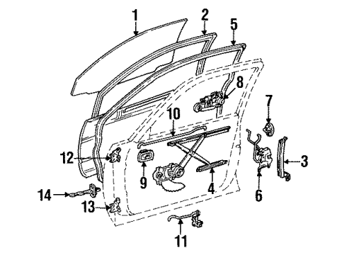 1995 Toyota Paseo Glass - Door Front Door Outside Handle Assembly Left Diagram for 69220-16070