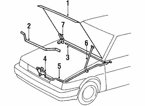 1988 Toyota Tercel Hood & Components Cable Assy, Hood Lock Control Diagram for 53630-16160