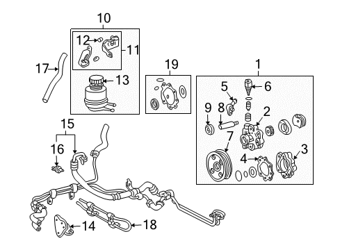 2004 Toyota Tundra P/S Pump & Hoses, Steering Gear & Linkage Power Steering Pump Diagram for 44310-0C040