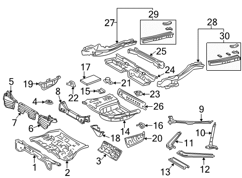 2007 Toyota Solara Rear Body - Floor & Rails Rear Floor Pan Reinforcement Diagram for 58336-33010