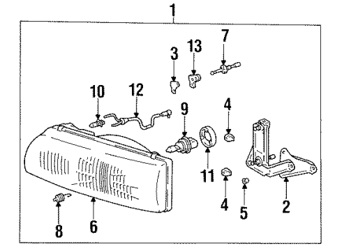 1993 Toyota Previa Bulbs Passenger Side Headlight Unit Assembly Diagram for 81130-95D01