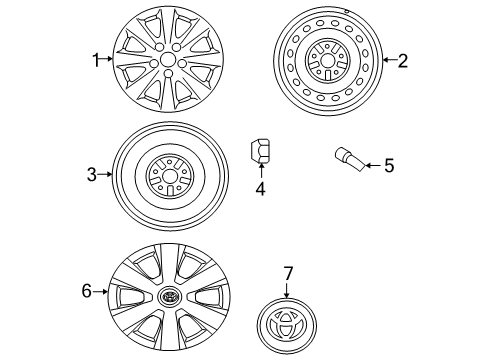 2011 Toyota Camry Wheels, Covers & Trim Wheel, Alloy Diagram for 4261A-06020