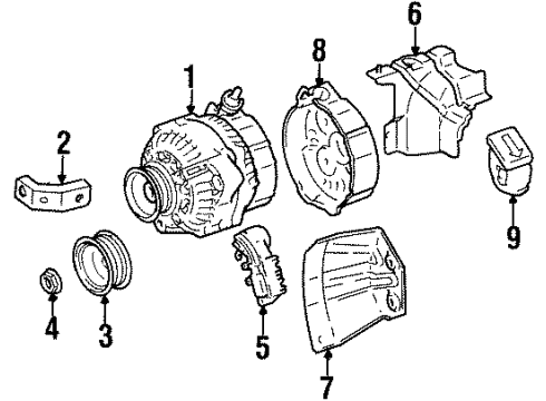 1993 Lexus SC400 Alternator Pulley Retainer Nut Diagram for 90099-05171