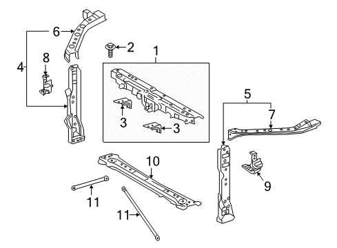 2019 Toyota Camry Radiator Support Outer Support Diagram for 53203-06270