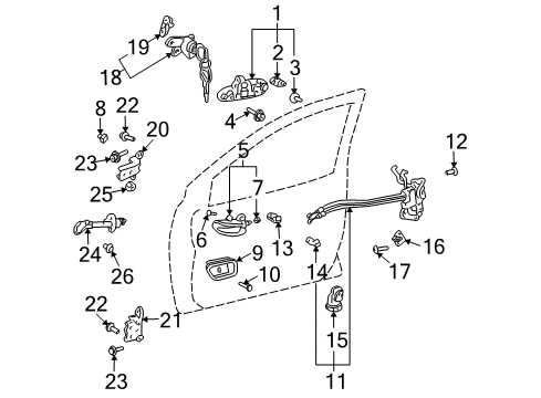 2001 Toyota Prius Front Door Lock Assembly Diagram for 69040-47020