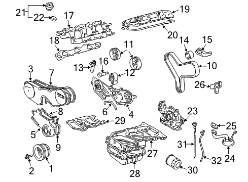 2006 Lexus RX400h Exhaust Manifold Exhaust Manifold Diagram for 25052-20220