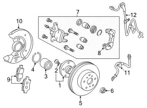 2012 Toyota Yaris Front Brakes ABS Sensor Wire Diagram for 89543-52090