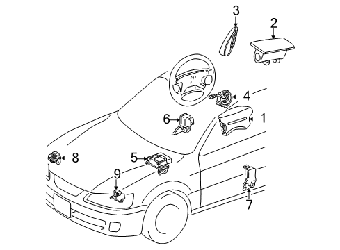 1998 Lexus ES300 Air Bag Components Sensor Assembly, Air Bag Diagram for 89170-06080