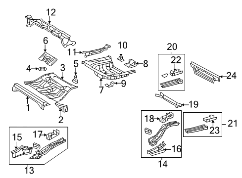 2011 Toyota Camry Rear Body - Floor & Rails Floor Crossmember Diagram for 57605-07021