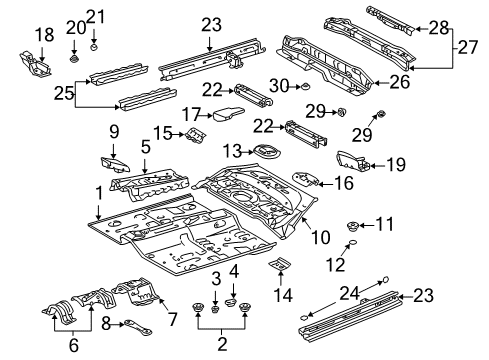 2001 Toyota Echo Pillars, Rocker & Floor - Floor & Rails Rear Crossmember Plug Diagram for 90950-06108