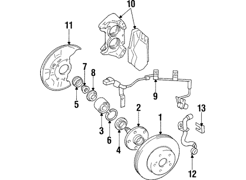 1998 Toyota Supra Anti-Lock Brakes Rear Speed Sensor Diagram for 89546-14020