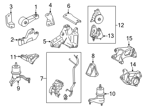2014 Toyota Venza Engine & Trans Mounting Front Mount Bracket Diagram for 12311-0P020