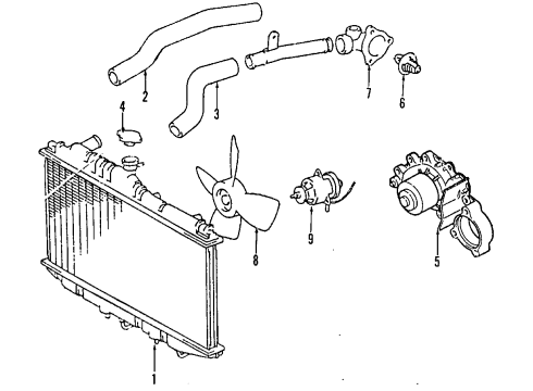 1990 Lexus ES250 Cooling System, Radiator, Water Pump, Cooling Fan Water Pump Assembly Diagram for 16100-69305