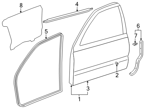 1996 Toyota 4Runner Front Door Outer Panel Diagram for 67111-35110