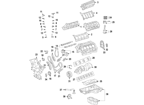 2013 Toyota Tundra Engine Parts, Mounts, Cylinder Head & Valves, Camshaft & Timing, Variable Valve Timing, Oil Cooler, Oil Pan, Oil Pump, Crankshaft & Bearings, Pistons, Rings & Bearings Rear Mount Diagram for 12371-0S030