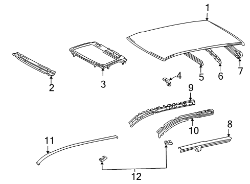 2003 Toyota Matrix Roof & Components, Exterior Trim Support Diagram for 63118-12100