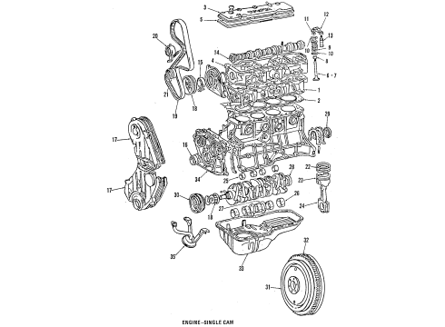 1986 Toyota Celica Engine Parts, Mounts, Cylinder Head & Valves, Camshaft & Timing, Oil Pan, Oil Pump, Crankshaft & Bearings, Pistons, Rings & Bearings Timing Belt Diagram for 13568-88381