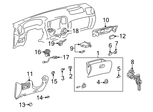 1998 Lexus LX470 Cluster & Switches, Instrument Panel Hinge Pin Diagram for 90254-04016