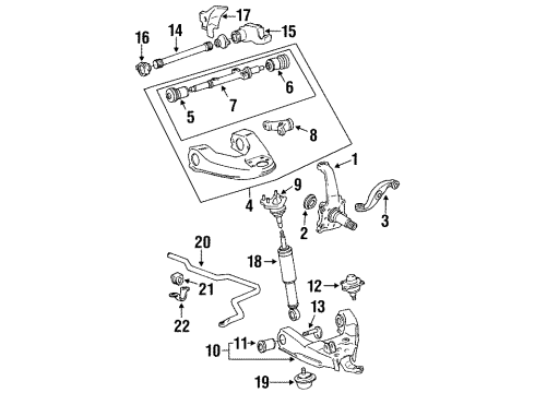 1992 Toyota 4Runner Front Suspension Components, Lower Control Arm, Upper Control Arm, Stabilizer Bar Torsion Bar Diagram for 48161-35110