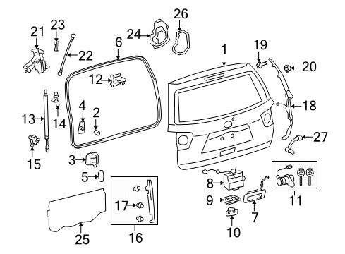 2010 Toyota Sequoia Gate & Hardware Hinge Diagram for 68820-0C041