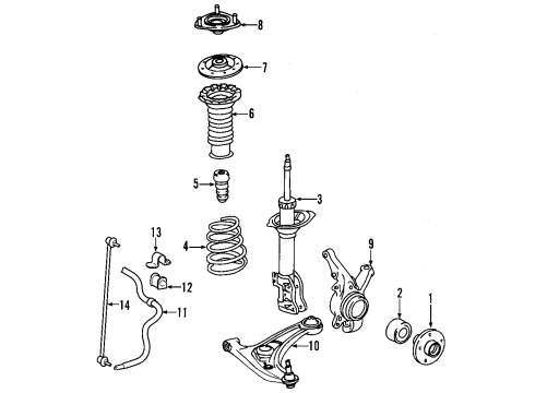 2009 Toyota Yaris Front Suspension Components, Lower Control Arm, Stabilizer Bar Stabilizer Bar Diagram for 48811-52170