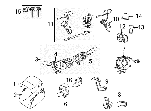 2011 Toyota Tacoma Switches Steering Sensor Assembly Diagram for 89245-07020