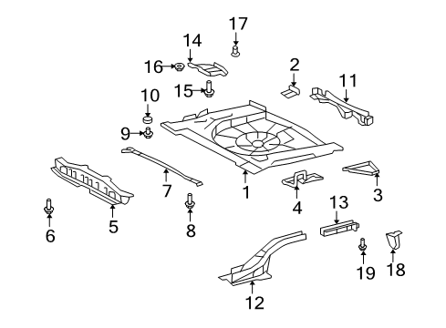 2012 Scion xB Rear Body - Floor & Rails Rear Crossmember Diagram for 57606-12251