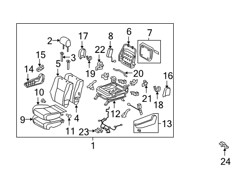 2007 Toyota Tundra Passenger Seat Components Cushion Cover Diagram for 71071-0C400-E2