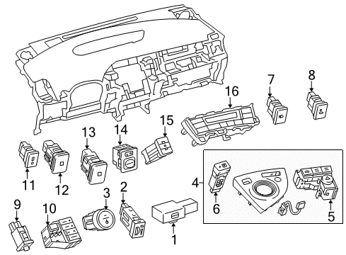 2011 Toyota Prius Headlamp Washers/Wipers Dash Control Unit Diagram for 55900-47020