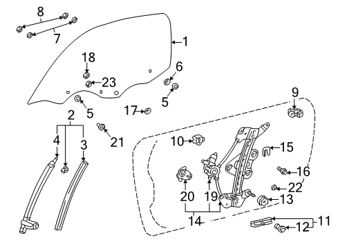 2002 Toyota MR2 Spyder Door & Components Lower Guide Diagram for 67443-20080