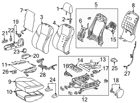 2017 Toyota Avalon Passenger Seat Components Cushion Cover Diagram for 71071-07142-B4