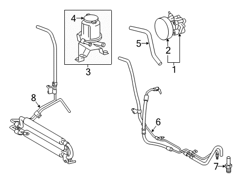 2020 Toyota Tacoma P/S Pump & Hoses, Steering Gear & Linkage Pressure Tube Diagram for 44410-04230