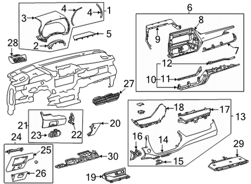 2021 Toyota Highlander Cluster & Switches, Instrument Panel Grille Clip Diagram for 90467-05171